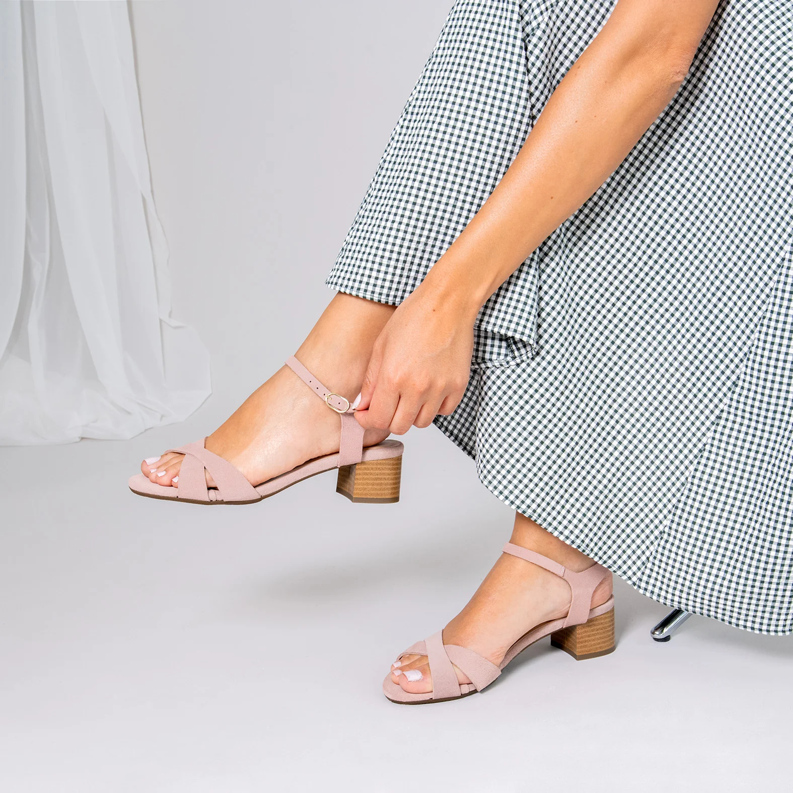 ORIANA - Sandalias de tacón de ante ROSA CLARO