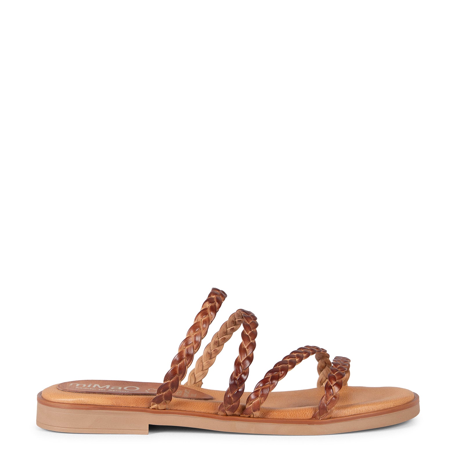 HIDRA - Sandalias planas trenzadas CAMEL - Image 3