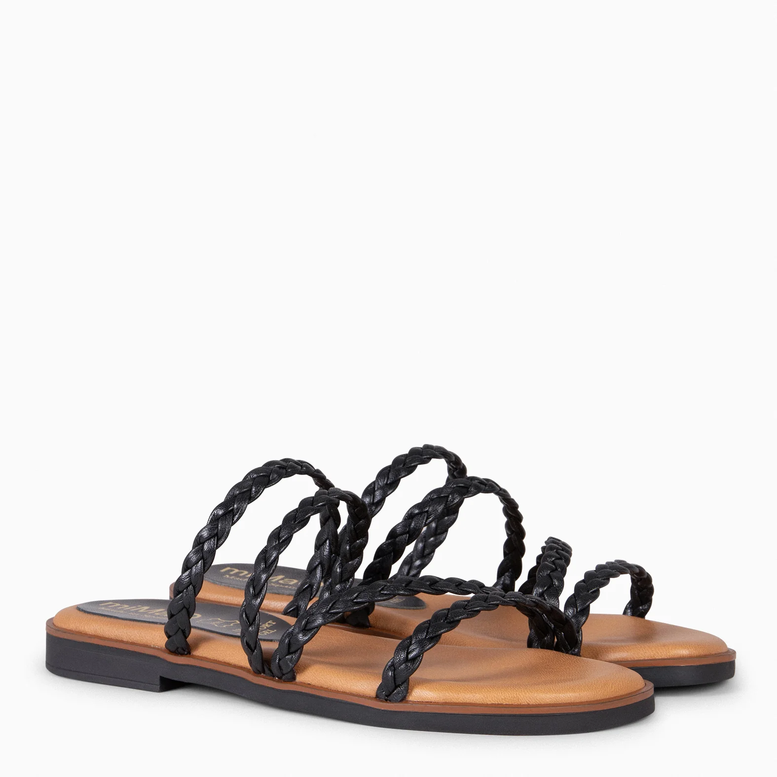 HIDRA - Sandalias planas trenzadas NEGRO - Image 2