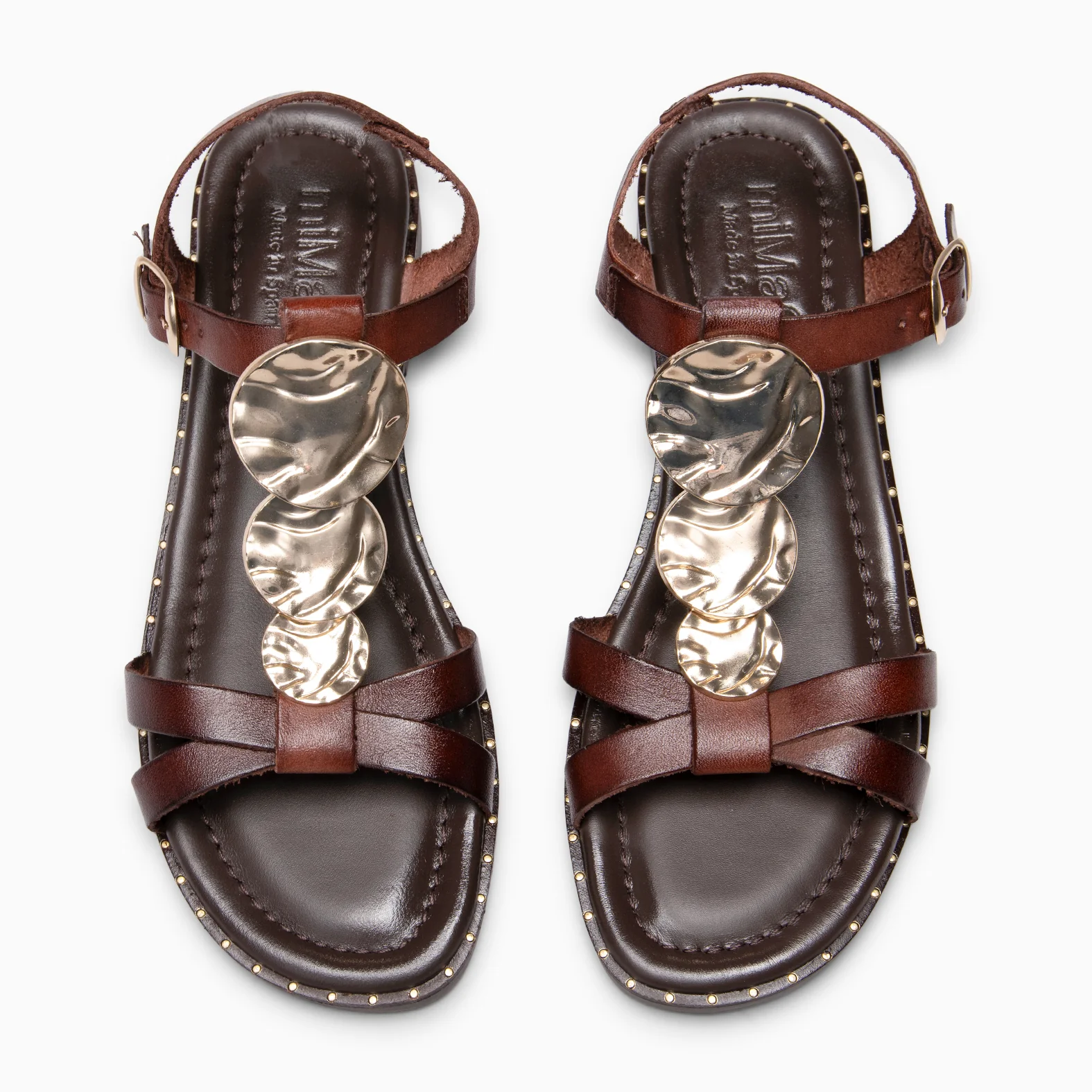 THALIA - Sandalias de piel planas MARRÓN - Image 4