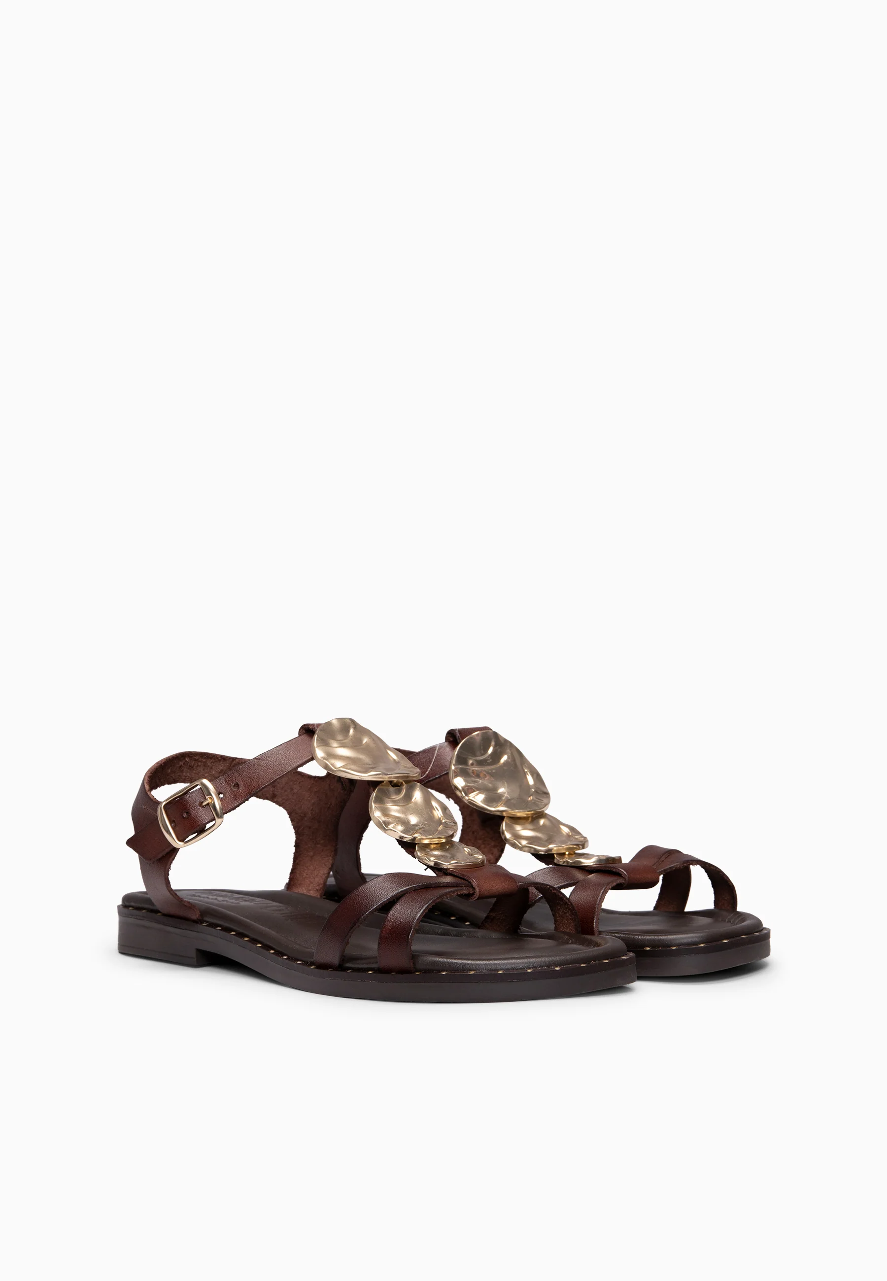 THALIA - Sandalias de piel planas MARRÓN - Image 7