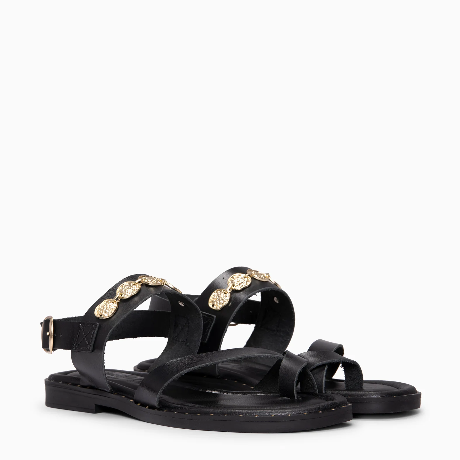 HERA - Sandalias planas de piel NEGRO - Image 2
