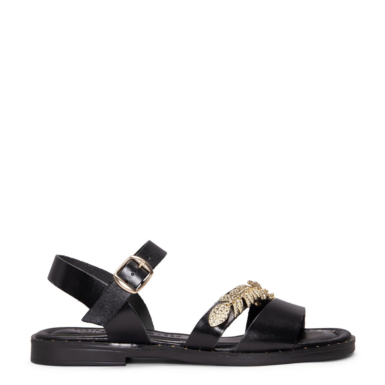 THEMIS - Sandalias planas de piel NEGRO - Image 3
