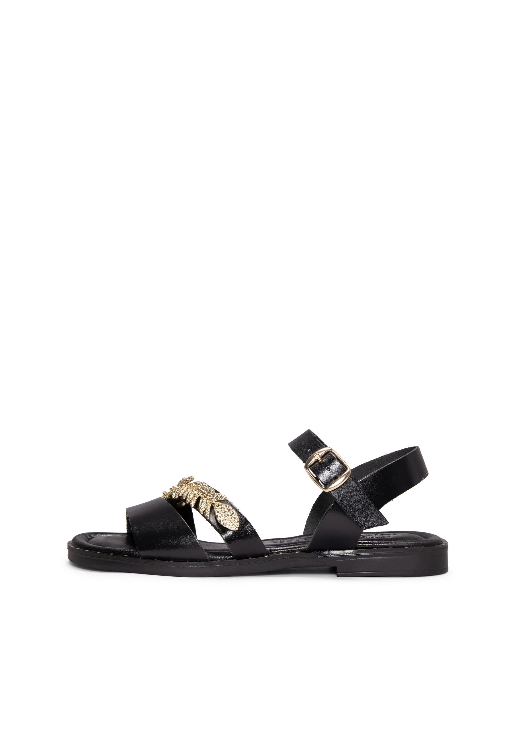 THEMIS - Sandalias planas de piel NEGRO - Image 6