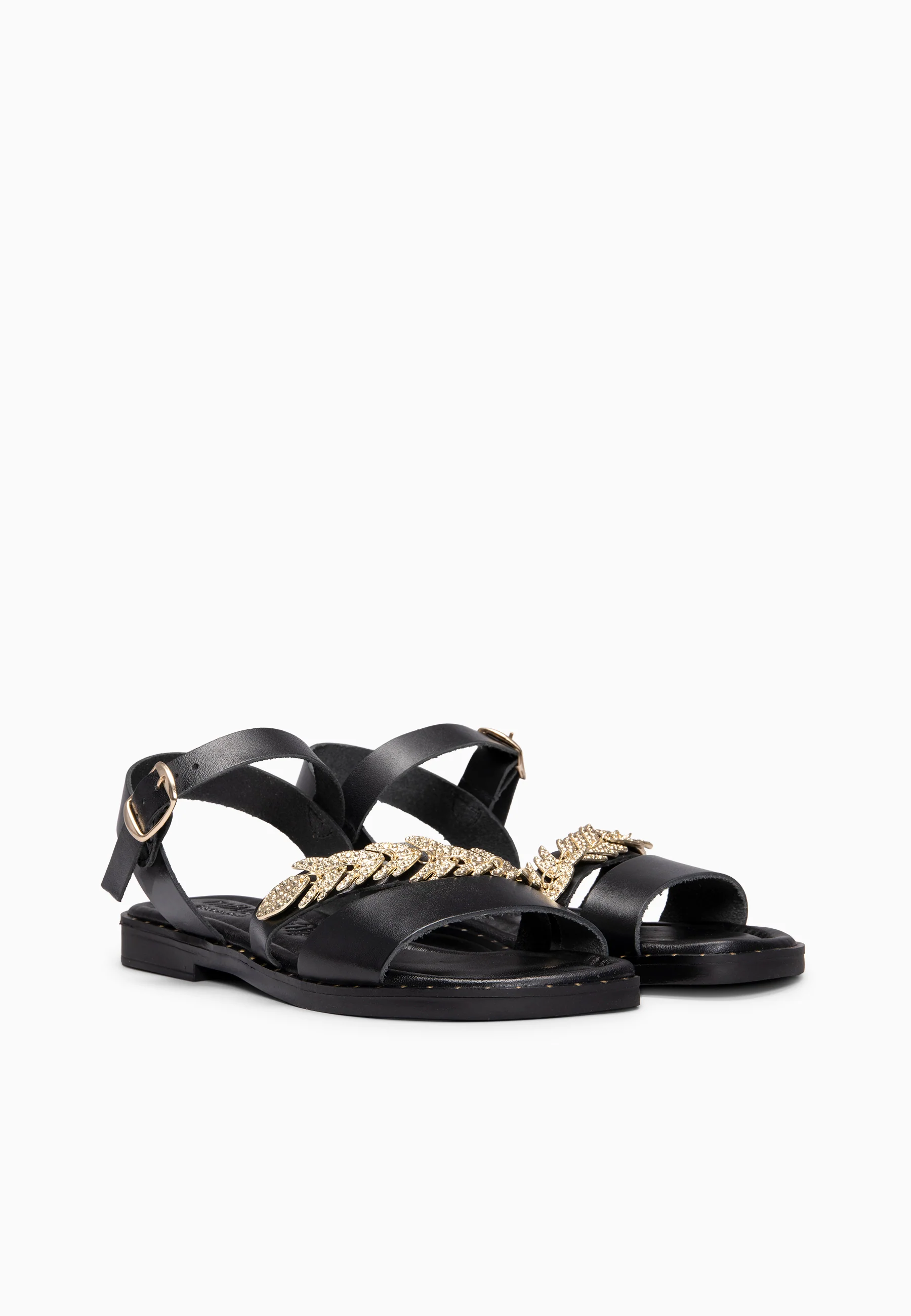 THEMIS - Sandalias planas de piel NEGRO - Image 7