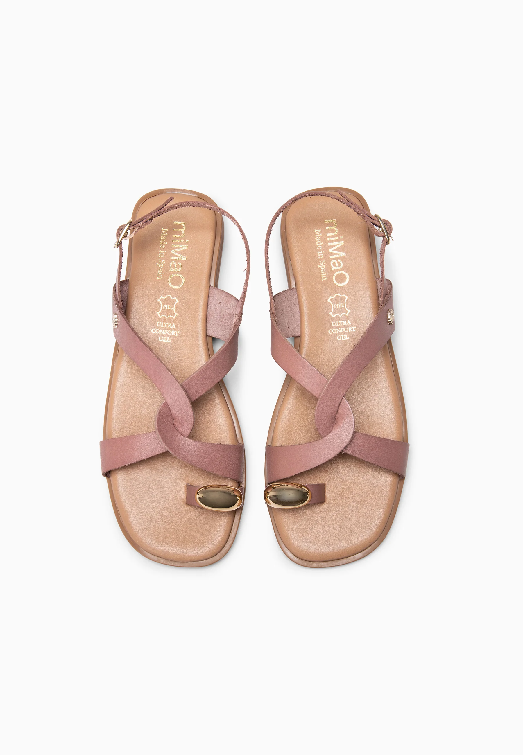 HELIA - Sandalias planas de piel ROSA - Image 8