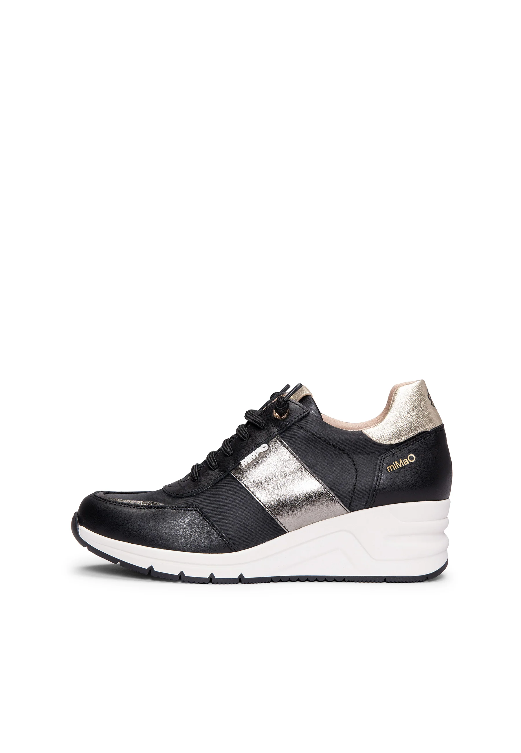 CAEN - Zapatillas con cuña en materiales combinados NEGRO - Image 6