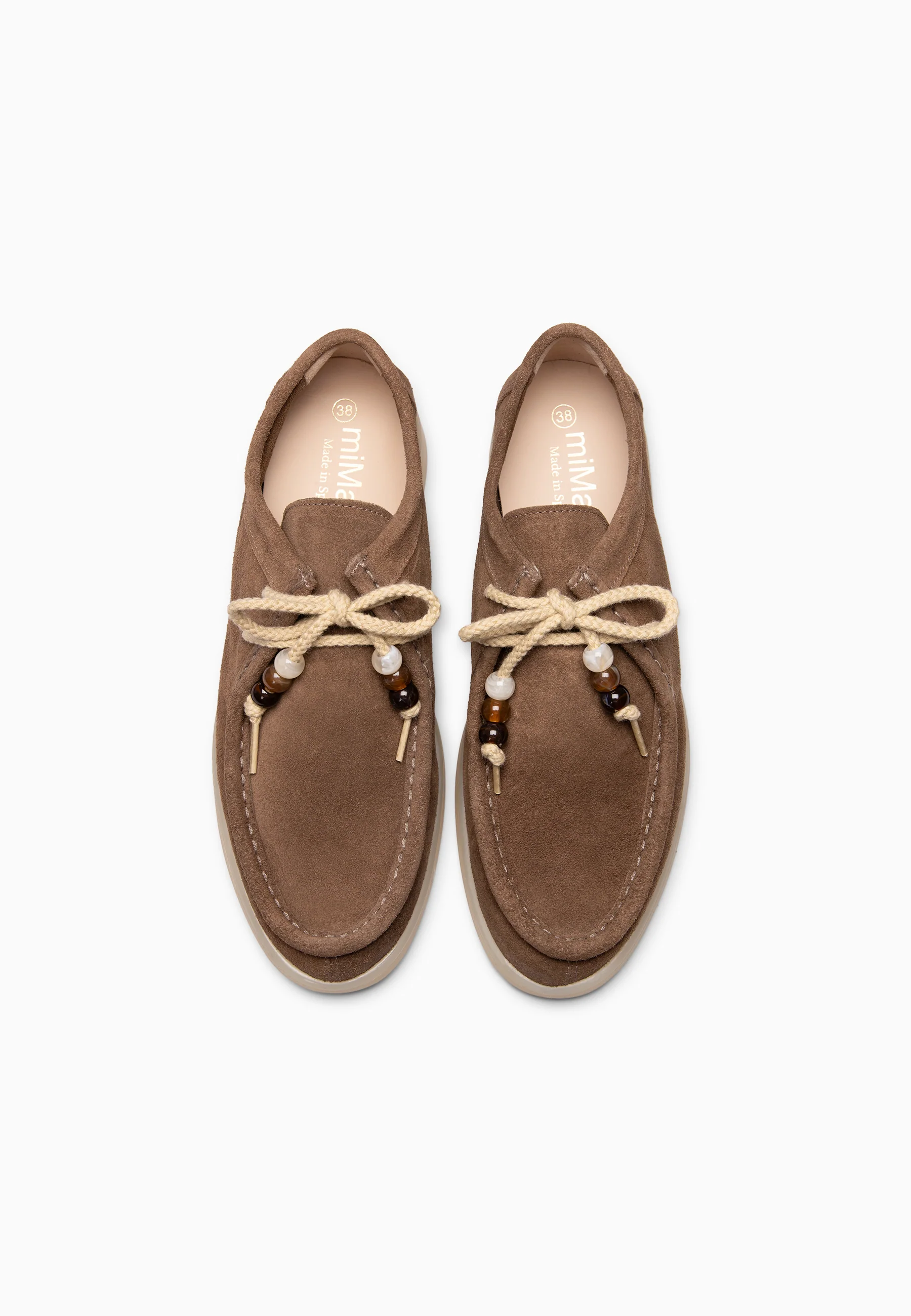 TUPI - Mocasines con cordones de serraje TAUPE - Image 8