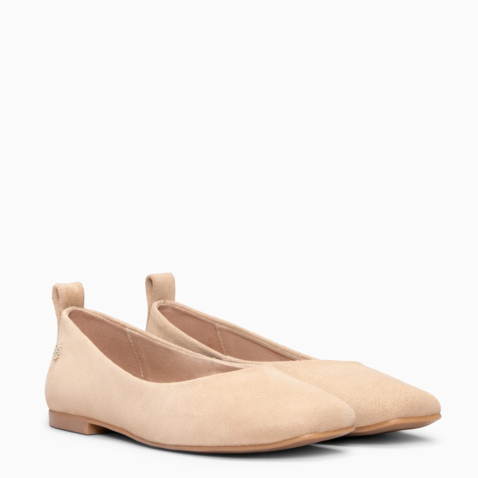 CLAUDIA - Bailarinas de ante con tacón bajo BEIGE - Image 2