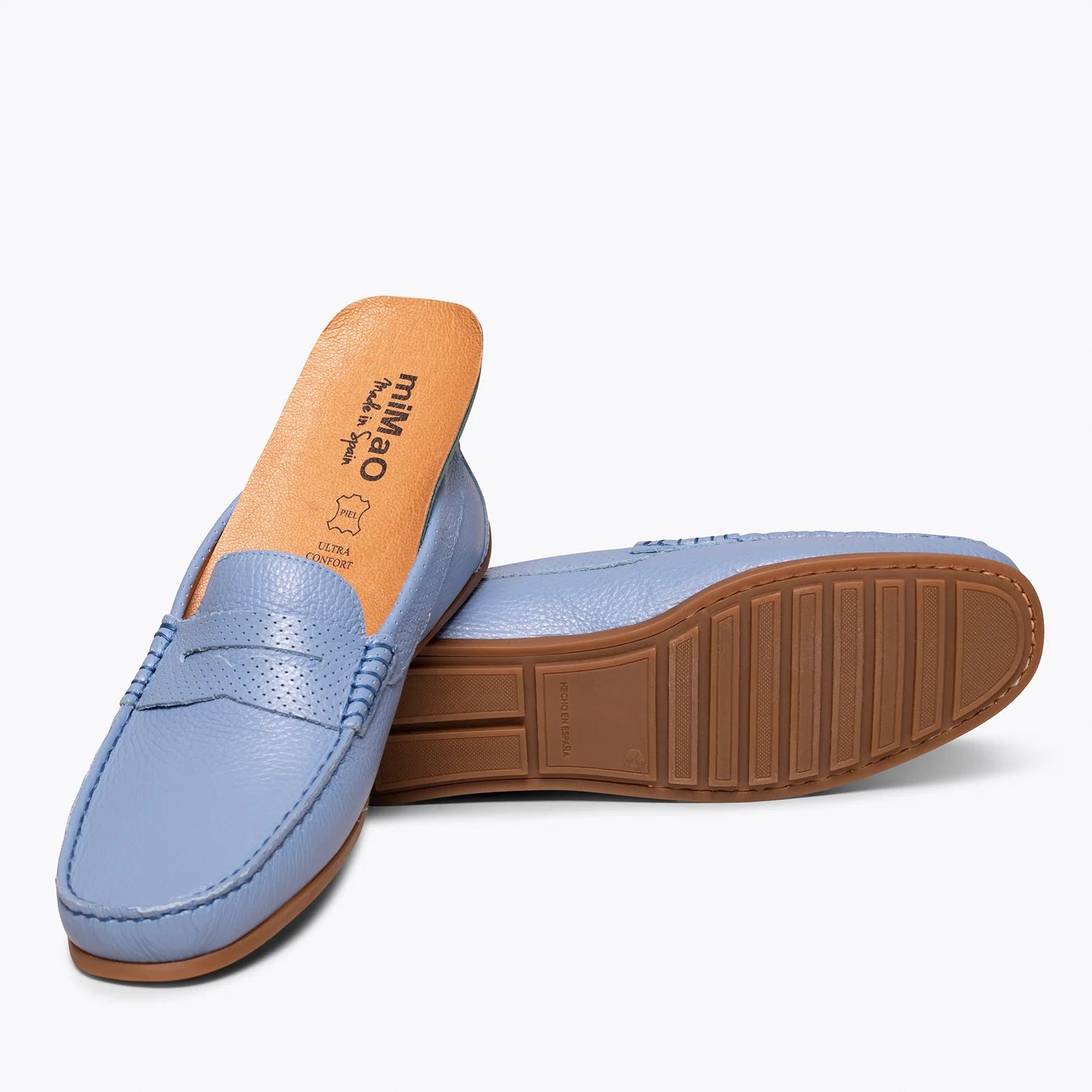 MOCASÍN Calzado casual para hombre de piel AZUL CLARO - Image 4