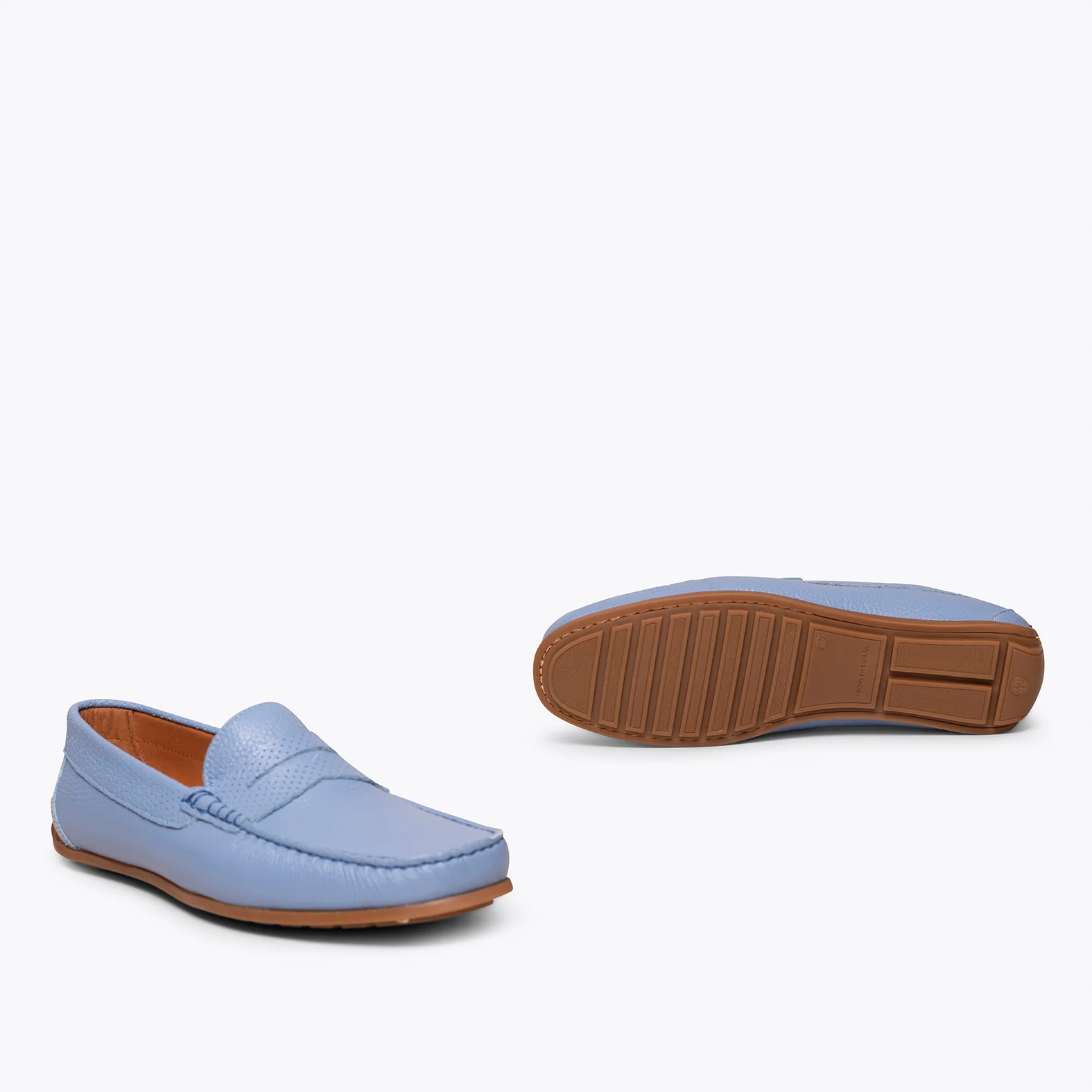 MOCASÍN Calzado casual para hombre de piel AZUL CLARO - Image 5