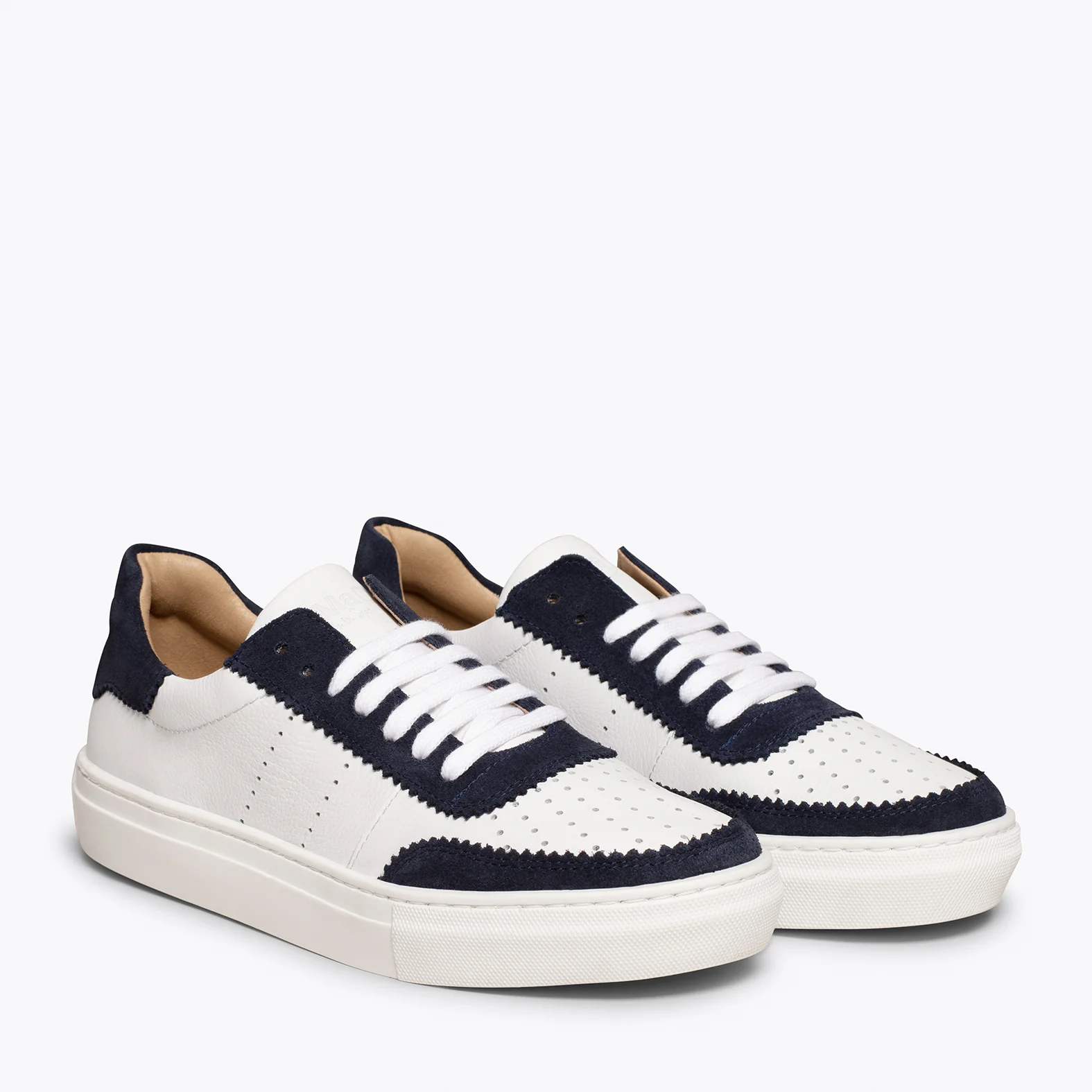 ROLLER  Zapatillas Blancas de mujer con festón AZUL MARINO - Image 3