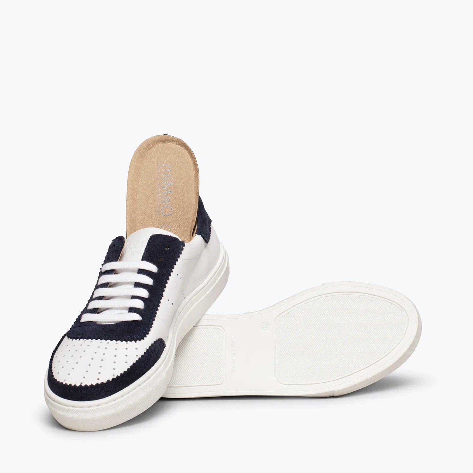 ROLLER  Zapatillas Blancas de mujer con festón AZUL MARINO - Image 5