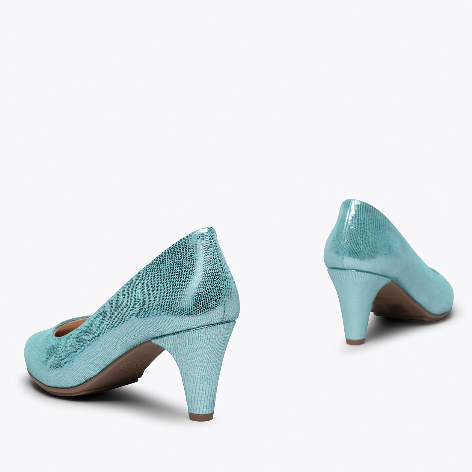 URBAN DIAMOND Zapato de tacón de piel metalizada TURQUESA - Image 3