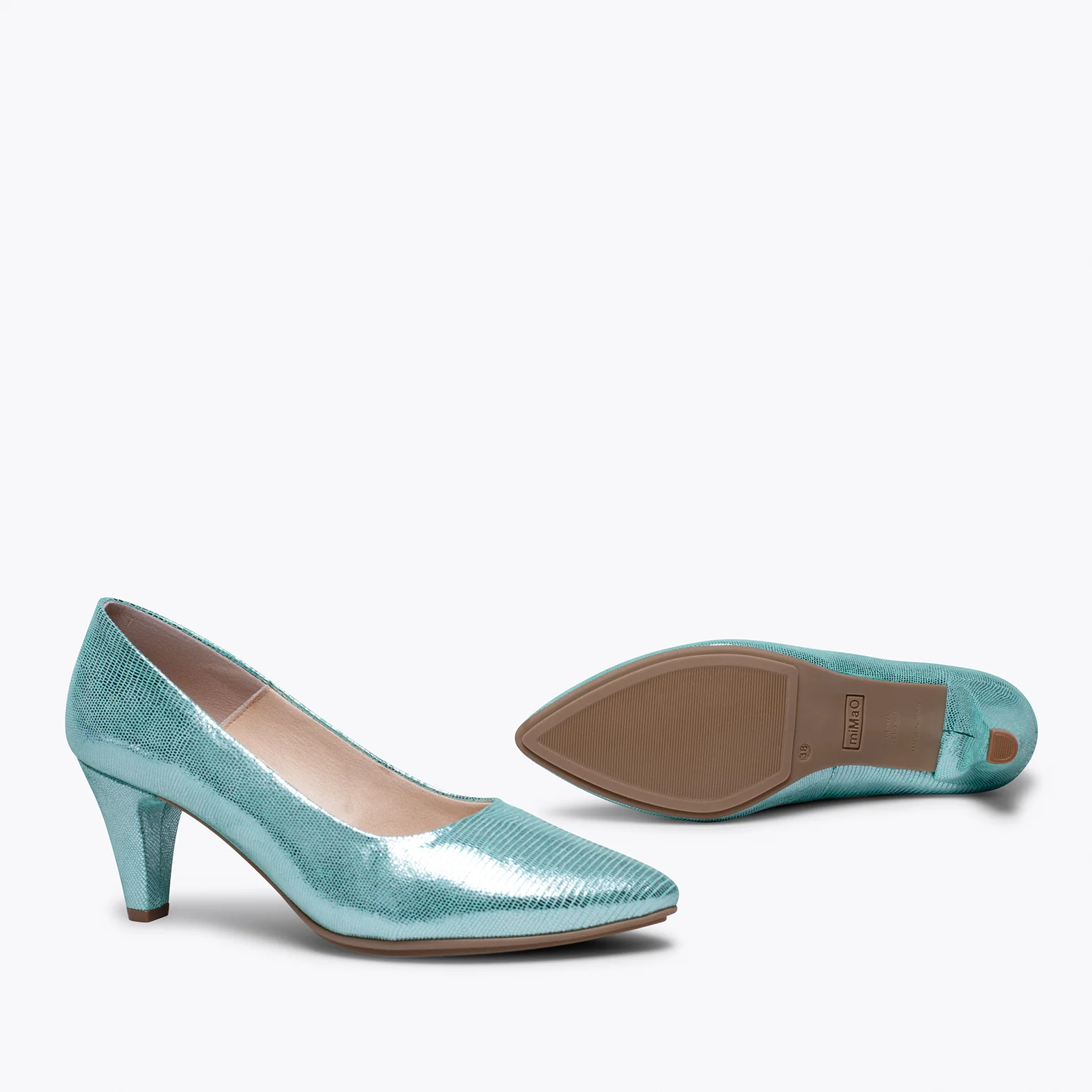 URBAN DIAMOND Zapato de tacón de piel metalizada TURQUESA - Image 5